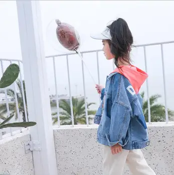 

2019 Korean style fashion girls denim coat full sleeve spring girls jacket 5-10t A972