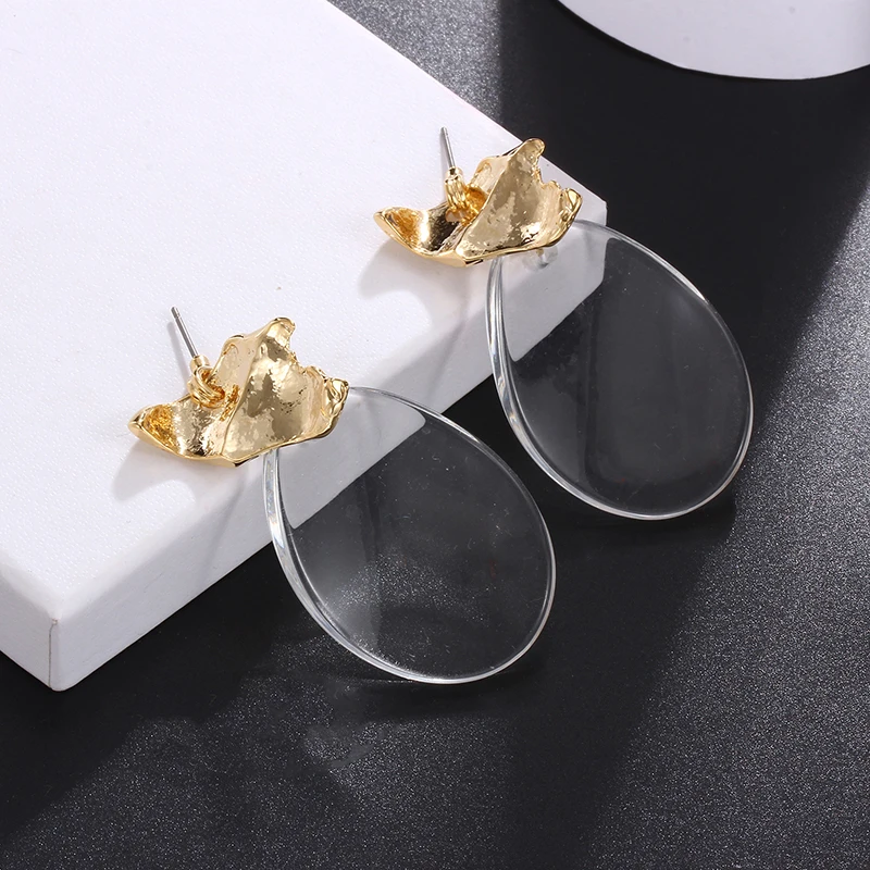 

Trendy Alloy Drop Earrings Ally Made Transparent Plastic Personalized Brincos Big Dangling Female Quality Fashion Jewelry Gifts