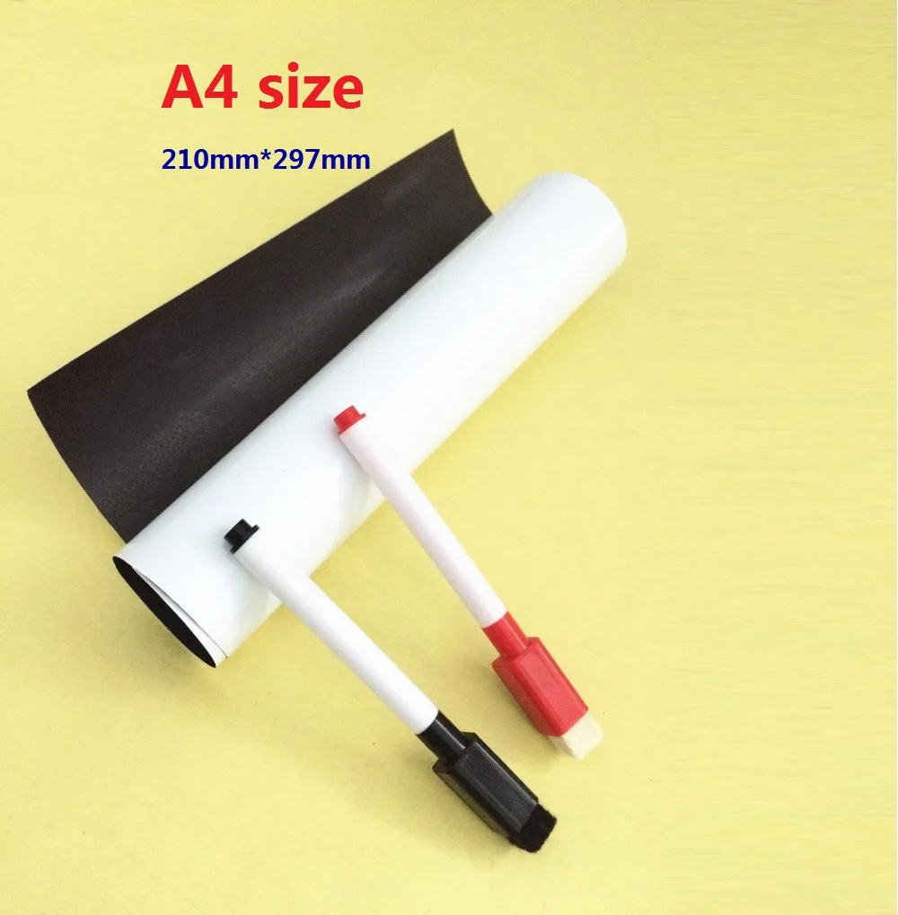 A4 Size Magnetic Whiteboard for Fridge 2 Marker Pens Erasable Kitchen Small Message Boards Writing Pad Dry Eraser Sticker Vinyl | Мобильные