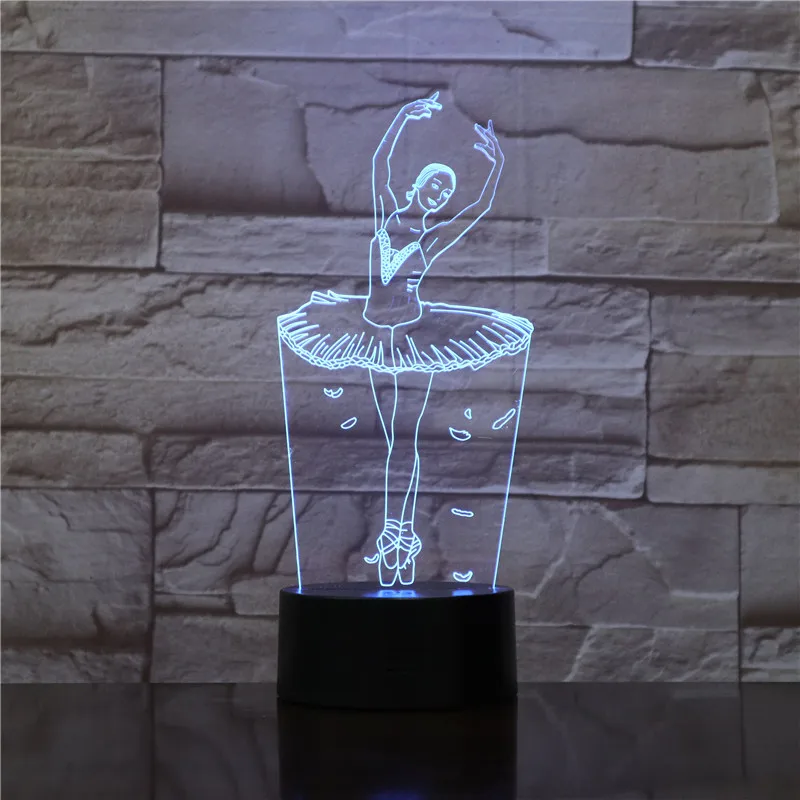Балетки для девочек 3D иллюзия Лампа USB голограмма светодиодный Ночные огни 7 цветов Мигает Новинка светодиодный настольная лампа Дети
