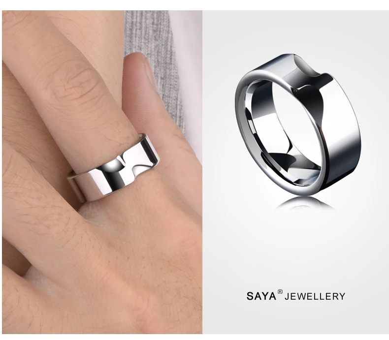 Кольцо в подарок, 8 мм ширина, полированное кольцо из белого вольфрама, мужское модное Ювелирное кольцо, серебряные тона со специальным дизайном