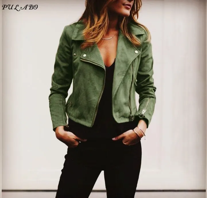 Women's Moto Suede Faux Leather Aviator Jacket Black Short Sheepskin Bomber Female Coat Add Shrug Plus Size 5XL Biker Jackets