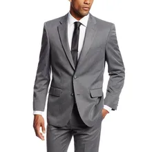 Custom Made Simple Suits Men Gray Wedding Suits Grooms Tuxedos Mens Suits Slim Fit Beach Groomsmen Suits (Jacket+Pants)