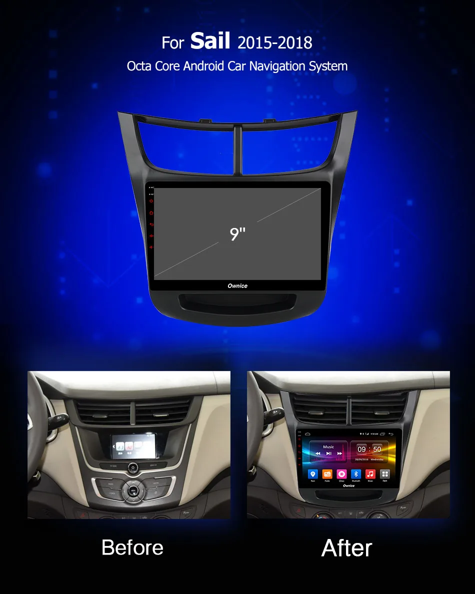Discount Ownice 9" Android 9.0 Car Multimedia GPS for Chevrolet Sail 2015 2016 2017 2018 USB Connected External DVD Reader 4G LTE 8 Core 1