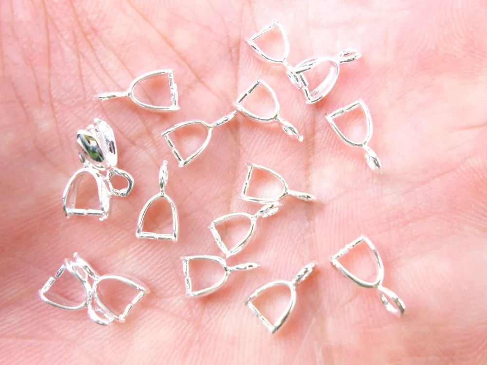 

Free Shipping 50PCS wholesale 925 silver full of jewelry results bail connector with clip clip pendant linker