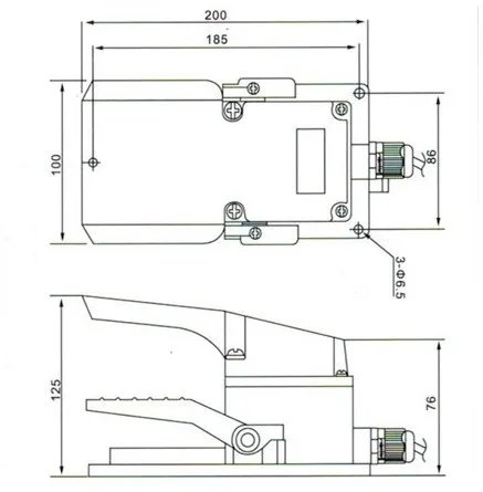 LT4 Педальный переключатель 5A AC 380V 15A AC 250V материал алюминий LT4