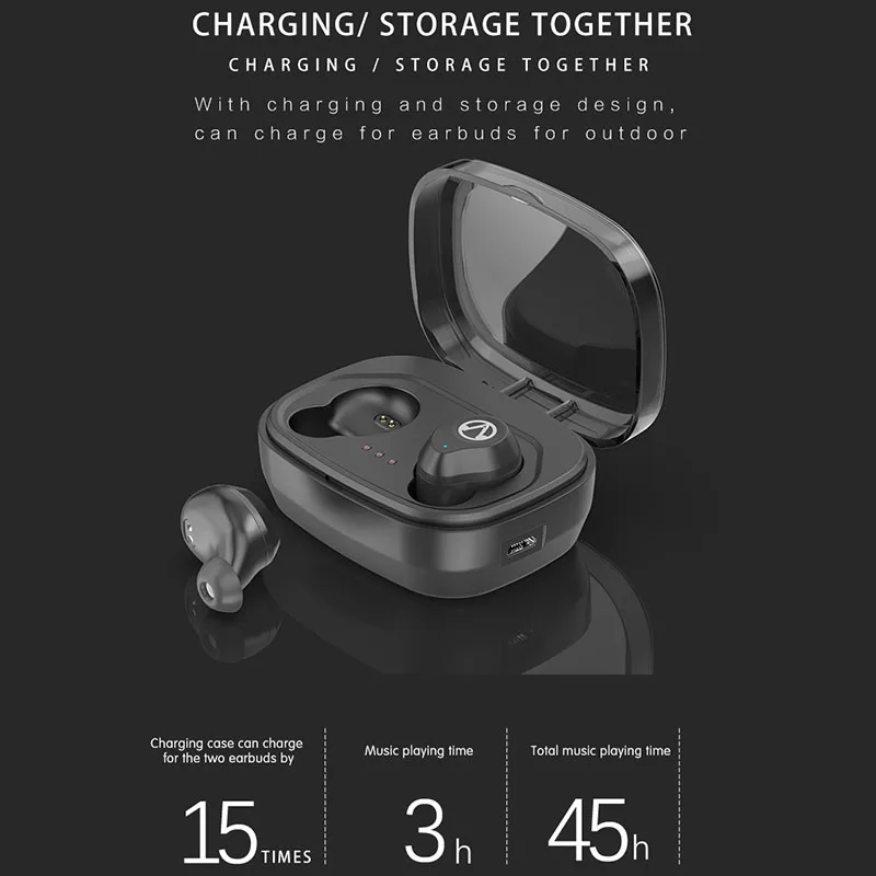 

Wireless Bluetooth 5.0 Headphone Earbuds IPX7 Waterproof In Ear Earphones with charging box Touch Control Headset For Phone