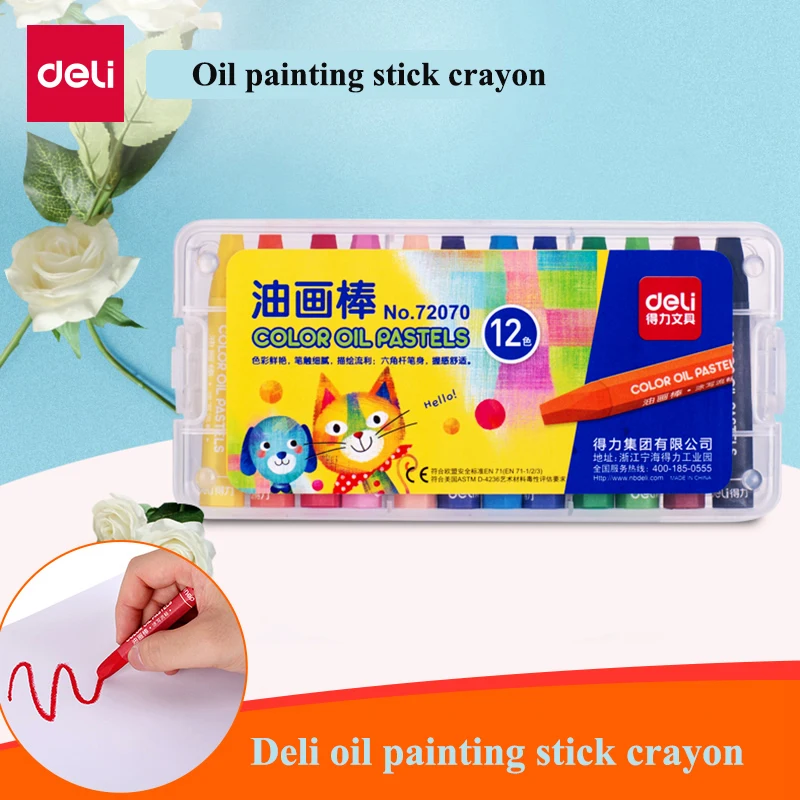 Deli цветная масляная пастель наклеивающая палочка цветной карандаш с цветным рисунком ручки карандаши студенческие дети 12-36 цветов s опционально