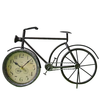 

American Country Wrought Iron Bicycle Wall Clock Ornaments Vintage Old Bicycle Model Wall Decoration Retro Clock Crafts Gifts