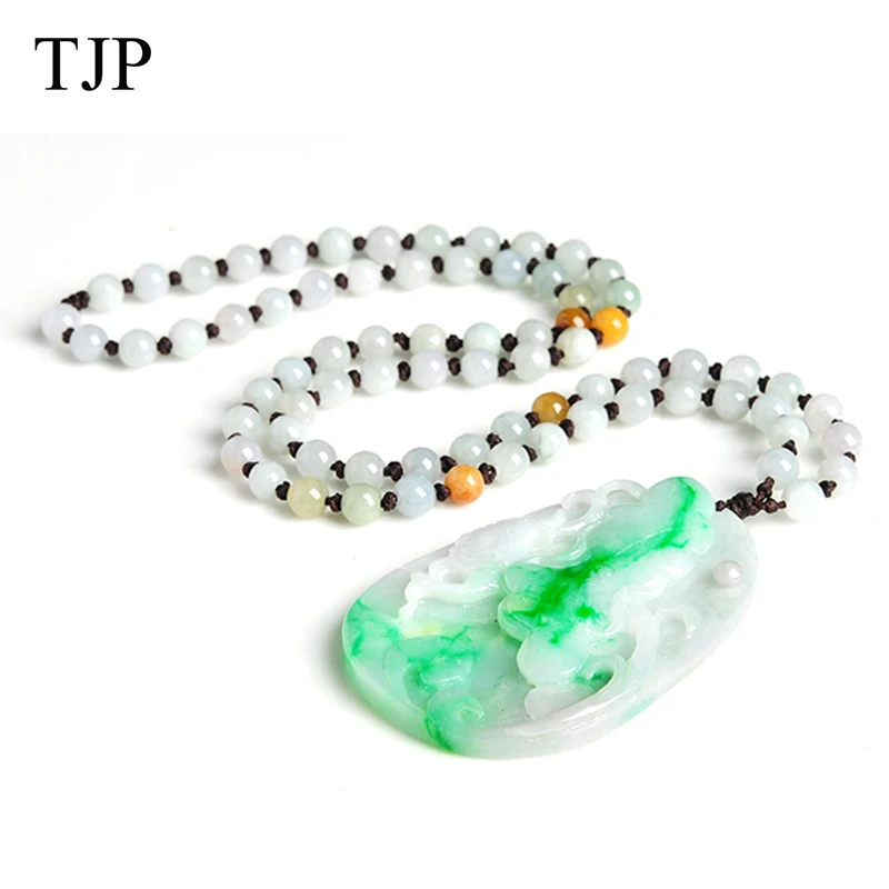 TJP Emerald Beautiful stone Jade Lotus leaf fish Jewelry accessories Authentic pendant necklace WH1171 Free shipping TJP Emerald Beautiful stone Jade Lotus leaf fish Jewelry accessories Authentic pendant necklace WH1171 Free shipping
