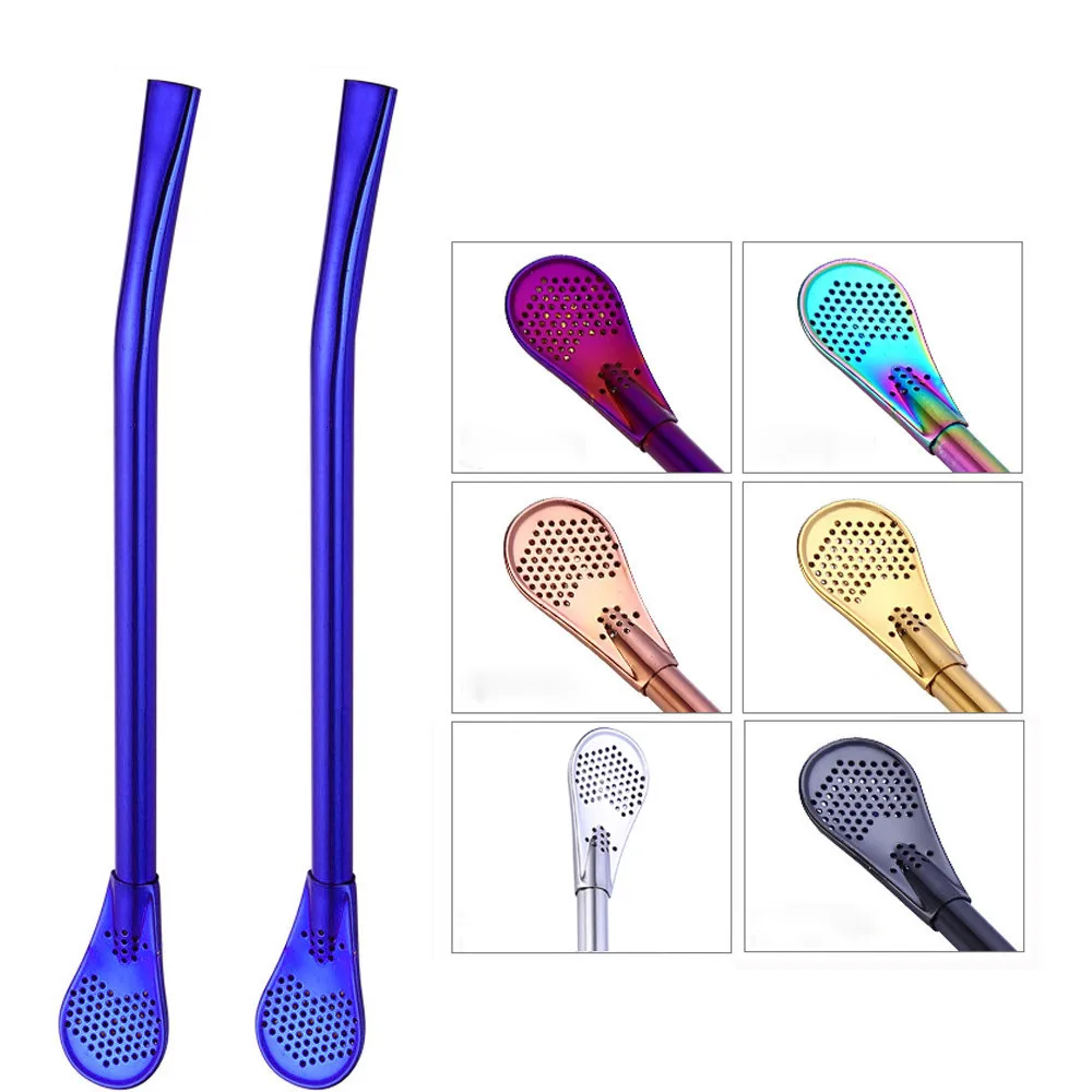 

2Pcs Stainless Steel Drinking Tea Yerba Mate Straw Gourd Bombilla Filter Spoon Hot Sale High Quality 2018 New Patterns Novel