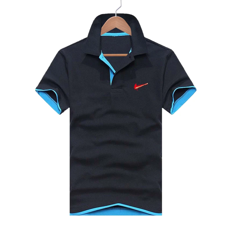 Men's Clothing 2019 Top Men's Polo Shirt Pattern Short-sleeved Polo Shirt 14 Color Cotton Fiber Casual Sports Polo Shirt
