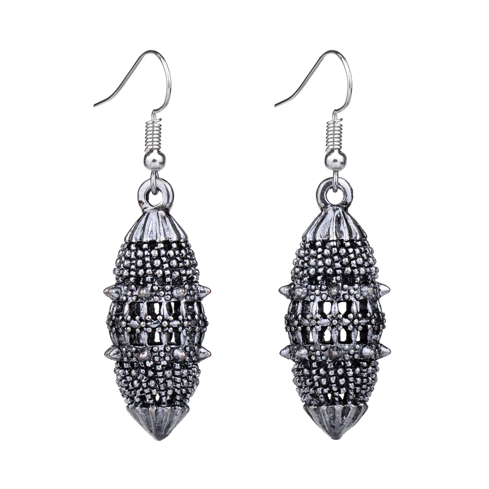 

MYTHIC AGE Tibetan Silver Color Tribal 3D Hollow Out Spike Drop Vintage Earrings Jewelry Jewellery For Women