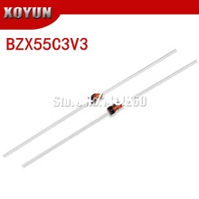 100 шт 0,5 W 3,3 V BZX55C3V3 1/2 W DO-35 зенеровские диоды для подавления переходных скачков напряжения