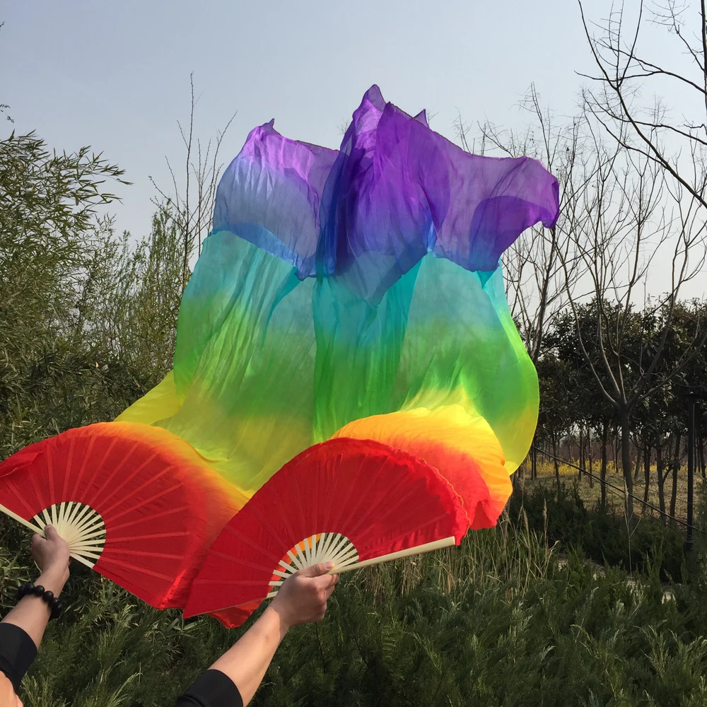 

2pcs Red~various colors 1.8m*0.9m belly dance light silk fan veils