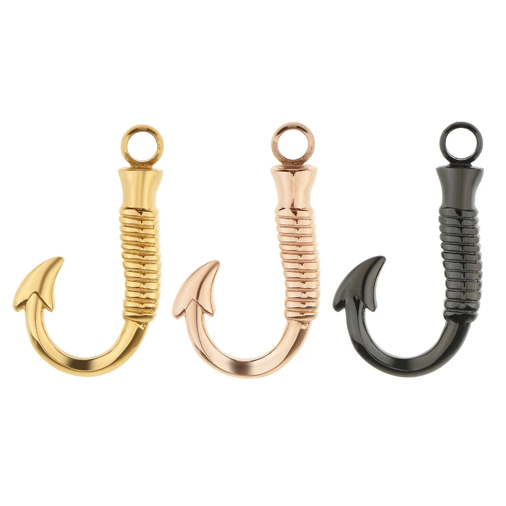 Fish Hook Pendant Cremation Urn Ashes Keepsake Memorial Necklace Pendant Animal Pet Ash Holder 3Colors