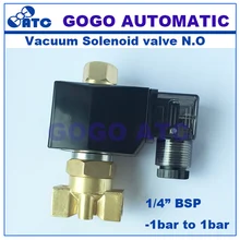 GOGO AC220V 380 В DC12V 24 В 2 Way Латунь Электромагнитный клапан вакуумной 1bar-1bar 1/4 дюйма нормально открытые вакуумный насос электромагнитный клапан