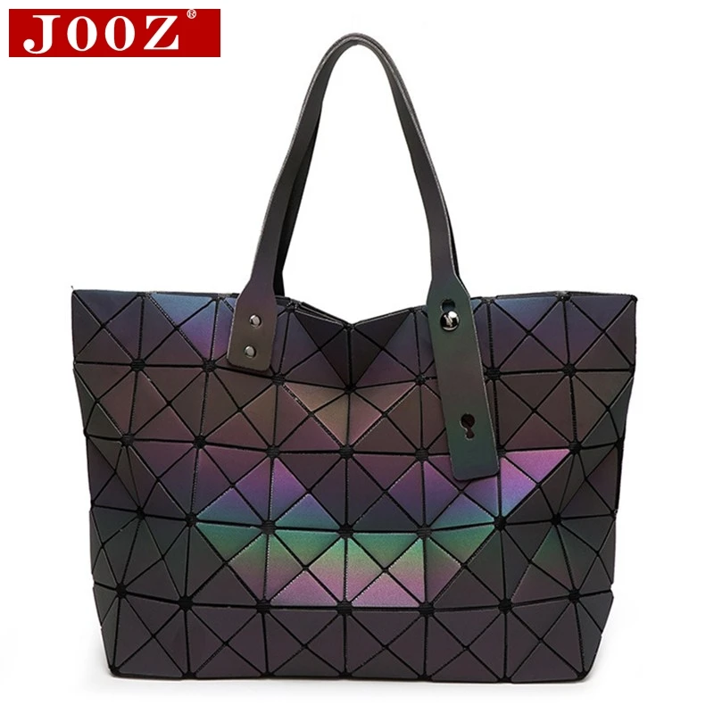 

JOOZ Fashion Women Handbag PVC Geometric Luminous bao Bags 2018 New Brand Bags For Ladies Large Capacity Casual Sac A Main