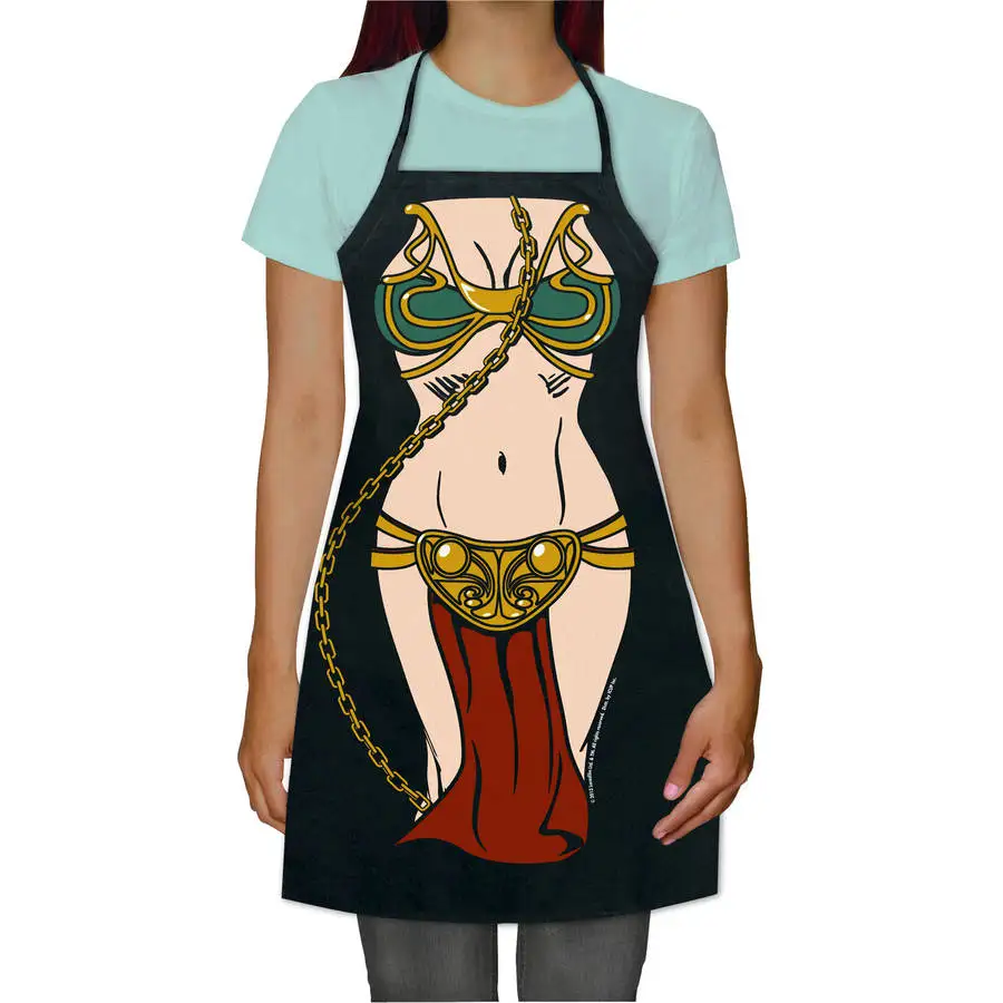 FORUDESIGNS Funny Star Wars Princess Leia Apron 3D Sexy Character Costume Apron Cooking Party Aprons for Women Ladies Sexy Apron