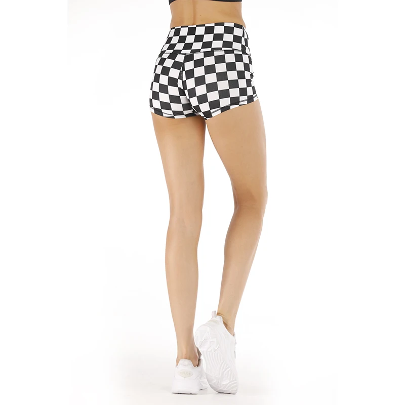 CHRLEISURE новые шорты с принтом для фитнеса, женские шорты из полиэстера с высокой талией, тонкие складные эластичные удобные шорты для девушек - Цвет: lattice