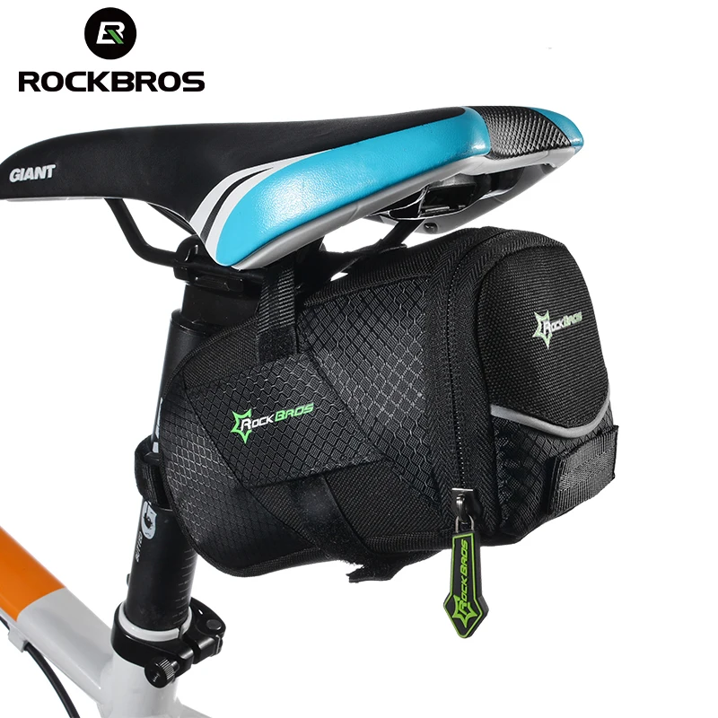 Perfect ROCKBROS Bicycle Bike Rear Bag Rainproof Nylon Bike Saddle Tube Bag Outdoor Cycling Mountain Bike Back Seat Tail Pouch Package 2