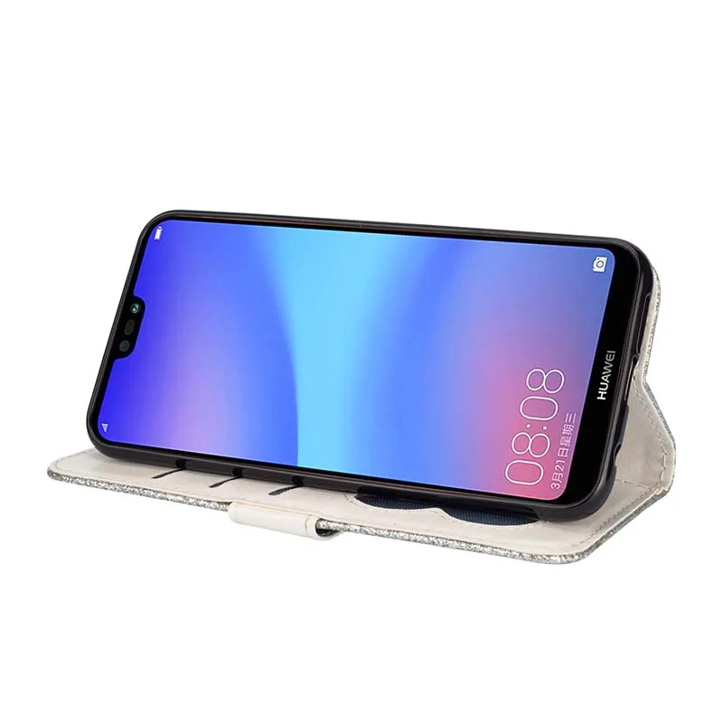 Кожаный чехол на молнии для Huawei P20 Lite Mate 20 Pro роскошный блестящий флип с блестками