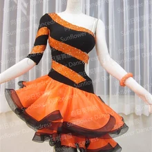 Rumba Jive Chacha латинский танец платье, бальное платье, танцевальная одежда, танго сальса танец самба платье, orange, платье Подсолнух для танцев