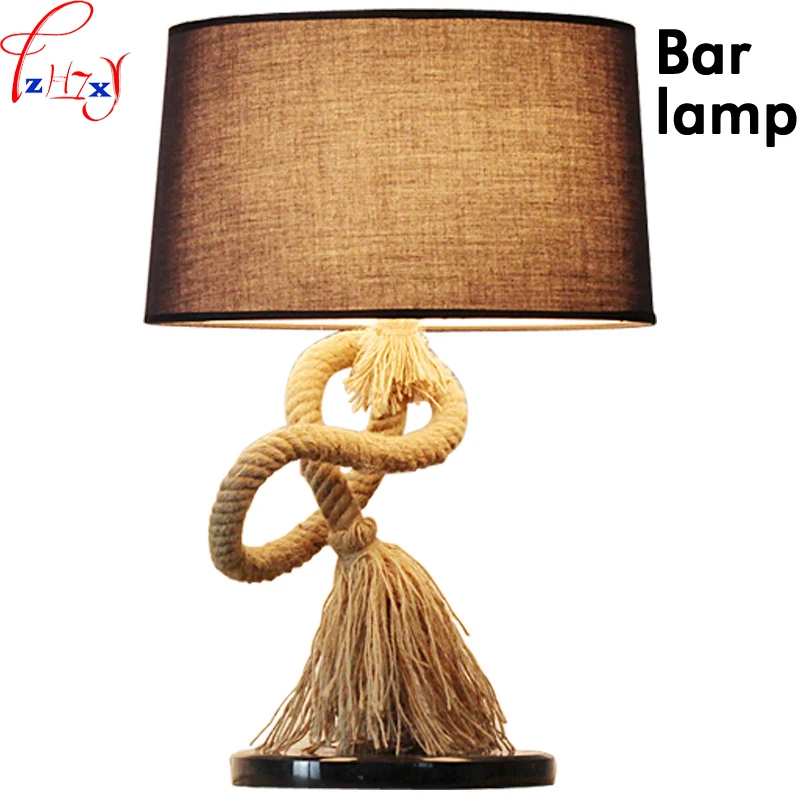 110/220V 1PC Creative hemp rope table lamp art retro cloth bedside