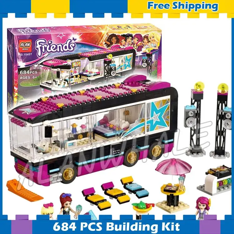 

684pcs Friends Pop Star Tour Bus Party Stephanie 10407 Model Building Blocks Children Sets Kids Toys Bricks Compatible With