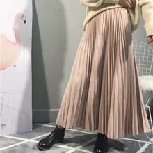 Популярная брендовая Высококачественная Женская замшевая юбка, осенняя длинная Плиссированная юбка с высокой талией, Женская винтажная юбка средней длины s Saias Faldas