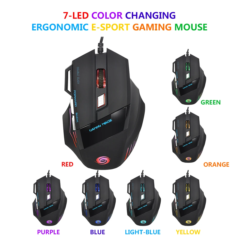 3200 Dpi 7 Button 7d Led Optical Usb Wired Mouse Mice Gaming Mouse Mice