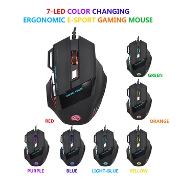 

3200 DPI 7 Button 7D LED Optical USB Wired Mouse Mice Gaming Mouse Mice for Laptop PC Professional Gamer Adjustable Black Color