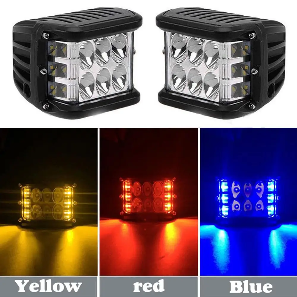 

TWO Flashing Amber Blue Red 45W Side Shot Pod Cubes Led Work Light Off Road LED light Driving UTV RZR Truck For Jeep Hummer Car