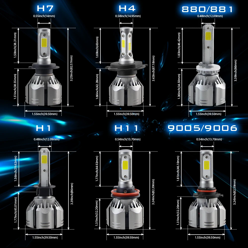 LEADTOPS 2 шт. автомобиля H4 светодиодный H11 фары 8000k H1 H8 H9 H7 9005 светодиодный 9006 6000k 4300k 3000k 12V 60W Водонепроницаемый DJ