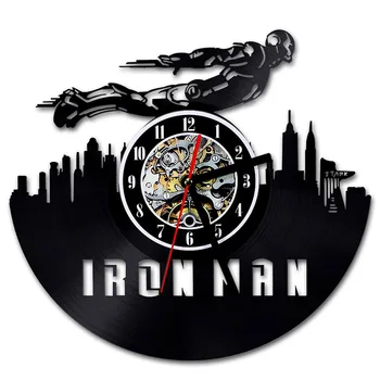 

2019 Saat Horloge Mural Avengers Vinyl Record Wall Clock Design Marvel Comics 3d Iron Man&captain America&thor Watch Home Decor