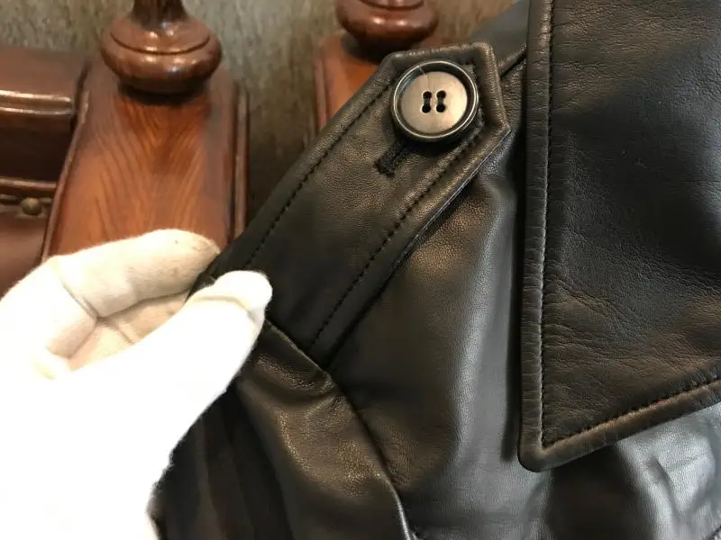 Flash Deal So tender!Only 37 pieces!Exported to Japan!Italy without coating lamb skin leather leather male long windbreaker 11