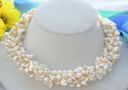 

huij 004080 6strands white BAROQUE lamina KESHI REBORN PEARL NECKLACE 18inch