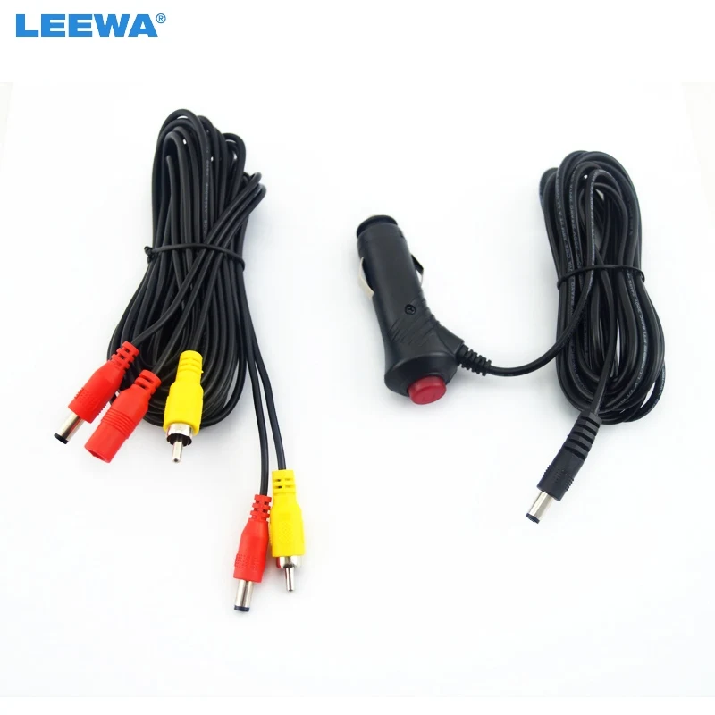 

LEEWA 5set 12V 24V Car Cigarette Lighter Adapter RCA Video Power Cable Easy Install For Rear View Camera Car Monitor #CA3795
