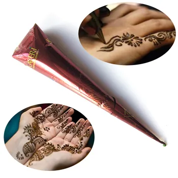 

Fashion Indian Mehndi Henna Tattoo Paste Cones Brown Color Women Body Arm Feet Art Diy Painting Tattoo Cream For Henna Stencil