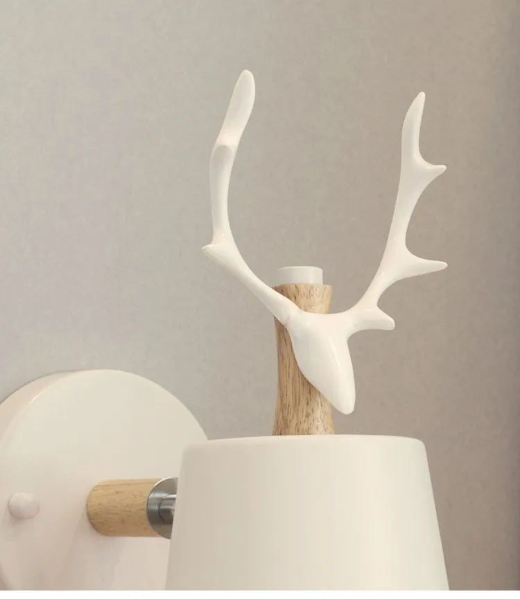 Скандинавские современные оленьи рога светодиодный настенный светильник из цельного дерева черного и белого цвета E27 железная настенная лампа для дома для спальни фойе