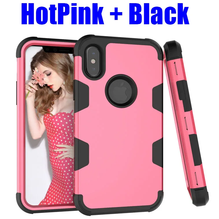 Сверхмощный ударопрочный чехол для IPhone 11 Pro Max X XS XR 8 7 6 6S Plus TPU+ PC Гибридный чехол для телефона IPX03 - Цвет: Hot pink Black