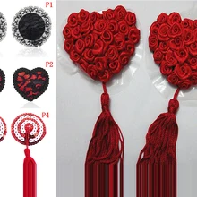 Сердце, круглая форма кружева, наклейки на соски, наклейки на грудь, Секс продукт, сексуальные блестки, чехлы на соски с кисточками