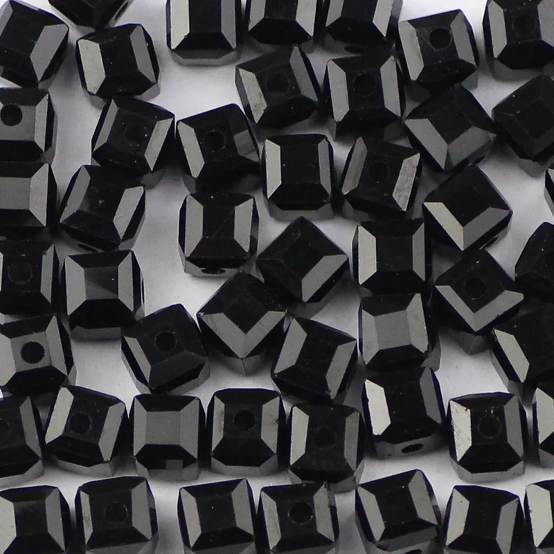 WLYeeS, 6 мм, квадратная форма, австрийские кристаллы, бусины, 50 шт./лот, квадратные стеклянные бусины, свободные, для изготовления ювелирных изделий, браслетов, ожерелий, сделай сам - Цвет: Black