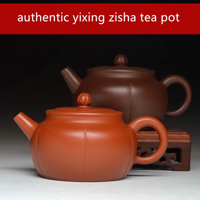 

newly listed real yixing zisha tea pot marked pumpkin shape pot of tea Chinese kungfu pot 240cc purple clay qingshui clay pots