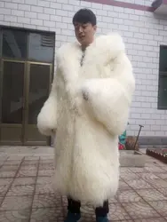 Новый для мужчин и женщин пляжные Шерсть Шуба толстые теплые ягненка Мех животных трубы рукава длинные Монголия овец пальто