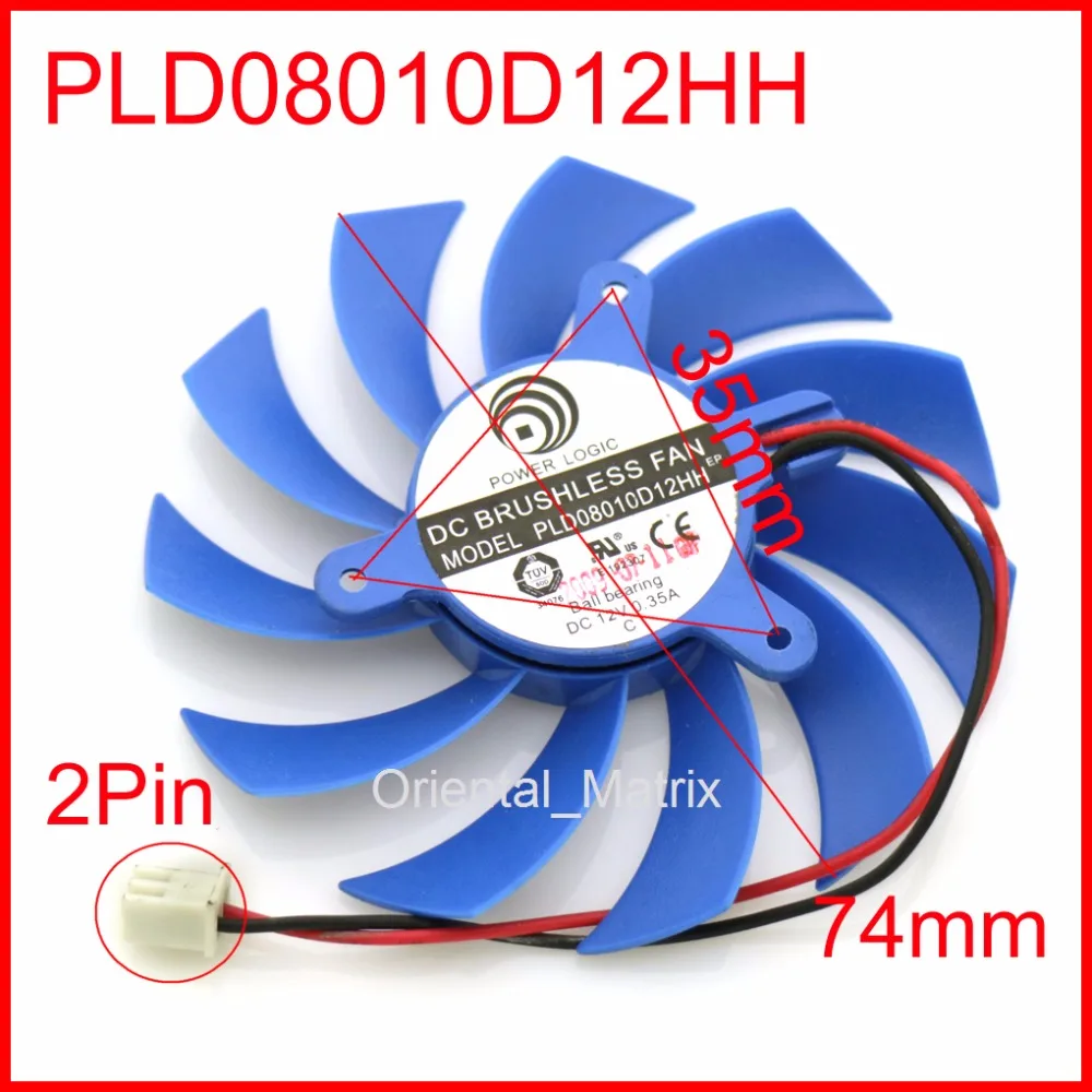 PLD08010D12HH 12 В 0 35a 75 мм 35*35*35 2 провода 2Pin для видеокарты вентилятор охлаждения|75mm fan|fan