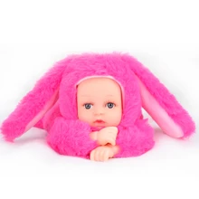 Reborn Baby Rabbit Bear Plush Doll Toys 25CM Open Eyes Cute Baby Dolls with Children Sleeping