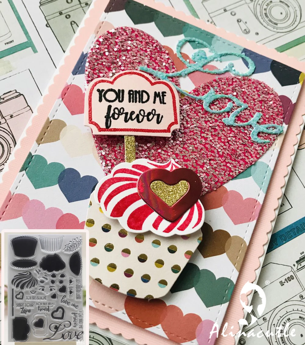 

CLEAR STAMPS MEATL CUTTING DIES cake valentine's day Scrapbooking Card paper craft silicon rubber roller transparent clear stamp