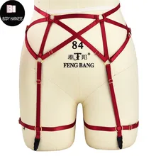 Восторженные красный Высокая Талия чулки с подвязками для тела жгут гот, Харадзюку бандаж на ноги нижнего белья Свадебные Подвязки