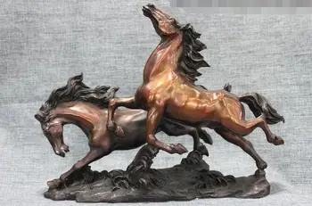 

Chinese Royal Pure Red Bronze Feng shui Lucky Two War Horse Auspicious Statue